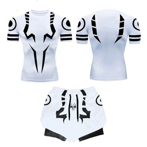 Conjunto de camisetas de entrenamiento de gimnasio de algodón 100%, conjunto de pantalones cortos con estampado de sublimación para hombres, conjunto de camisa de pantalones cortos transpirables de rendimiento 2 en 1 - Product Image 6