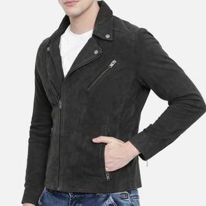 Professional Vintage Style Men's Black Suede Moto <b>Jacket</b> Stand Collar Zipper Closure <b>Slim</b> <b>Fit</b> Autumn Wear Leather <b>Jacket</b> Unisex - Product Image 2