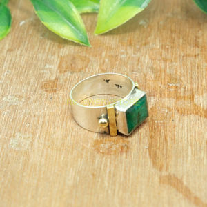 Bague en émeraude verte en argent sterling 925 |   Bague en laiton avec pierre verte |   Bijoux en pierres précieuses |   Cadeau de Noël pour elle | - Product Image 4