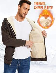Factory Made Fluffy <b>Fleece</b> <b>Jacket</b> Low Price Hot Selling Thick Warm Autumn Winter Customized Sherpa <b>Lined</b> <b>Men's</b> Coat With Pockets - Product Image 5