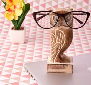 Inde en bois hibou porte-lunettes support lunettes de soleil table de chevet lunettes de retenue cadeaux pour femmes hommes maman papa voiture Risers - Product Image 5