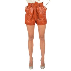 Solid Pattern <b>Women</b> Genuine Cowhide <b>Leather</b> <b>Shorts</b> with Belt High Quality Wholesale Ladies <b>Leather</b> <b>Shorts</b> - Product Image 4