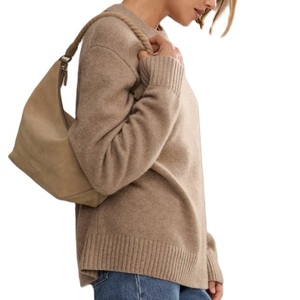 Suéter Holgado Informal para Mujer, Otoño-Invierno, Cuello Redondo, Diseño Sólido, 100% Acrílico, Transpirable - Product Image 3