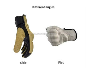 Gants de moto tout-terrain en cuir de chèvre respirants jaunes pour hommes, design rétro, protection des articulations, compatibles écran tactile, pour l'extérieur - Product Image 2