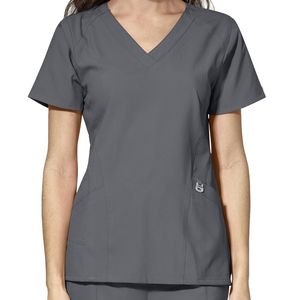 Uniforme de costume extensible de gommage médical ensembles d'infirmière conçoit des hauts de gommage d'uniforme d'allaitement à col en V à 1 poche pour femmes - Product Image 2
