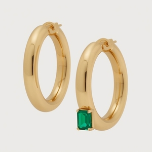 Pendientes de aro de esmeralda de oro amarillo de 18 quilates para mujer, joyería fina de lujo, tendencia 2026, fabricante de joyería OEM sostenible - Product Image 6