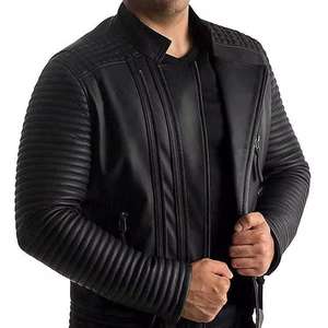 Chaqueta Bomber de cuero marrón genuino 100% con tela de lona y logotipo frontal para hombre cálido de invierno - Product Image 3