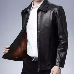 Chaqueta de invierno personalizable para hombre con piel de oveja genuina cálida carcasa de cuero puro OEM aceptado - Product Image 4