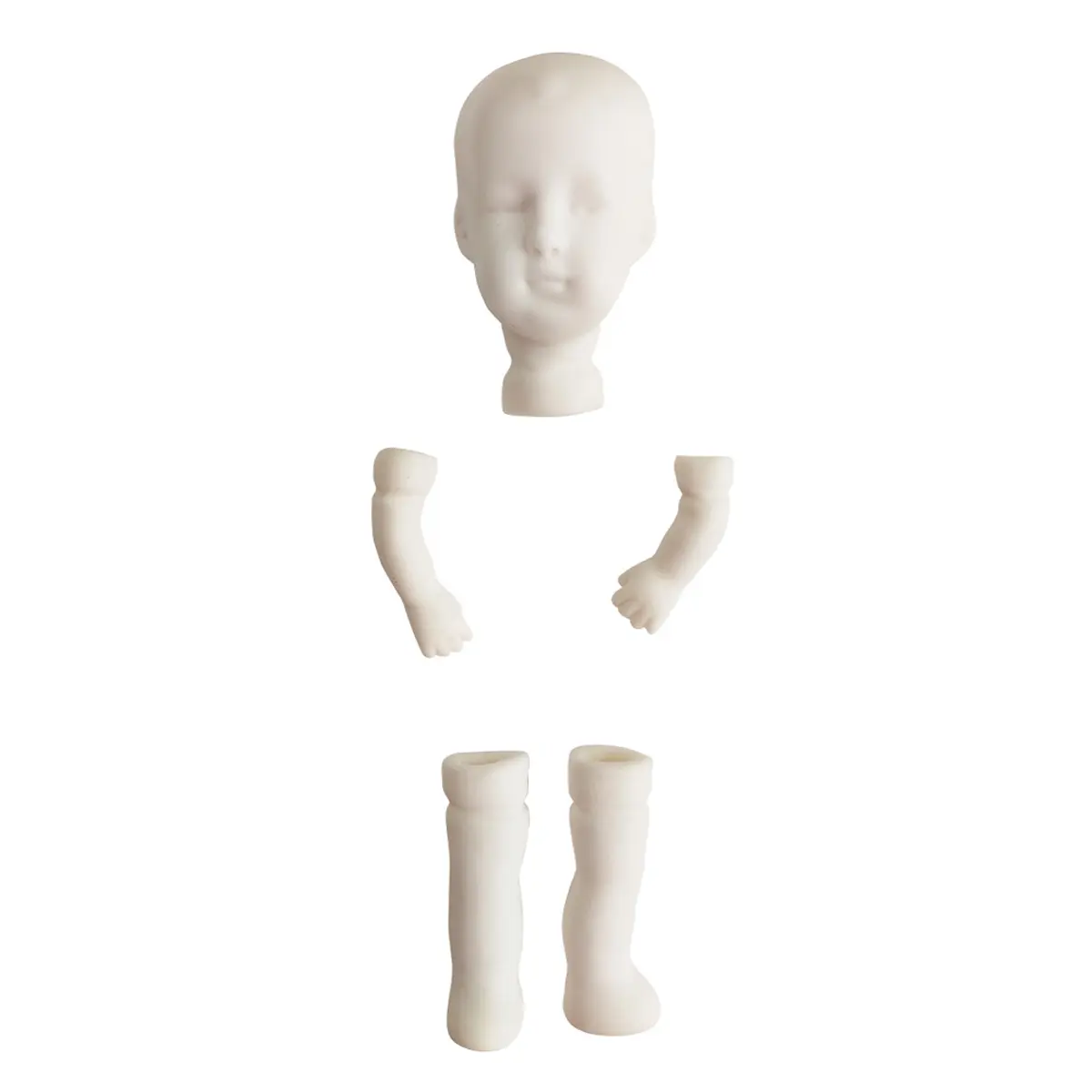 ช่องว่างพอร์ซเลนสำหรับการสร้างตุ๊กตา (หัวขาและแขน) ขายส่งจากชิ้นส่วนตุ๊กตาทำด้วยมือของผู้ผลิต
