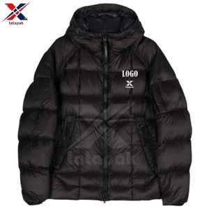 Veste en laine d'hiver 2025 pour hommes, style urbain, sur mesure, grande taille, effet matelassé, polyester/nylon, capuche, fermeture éclair, unie - Product Image 3