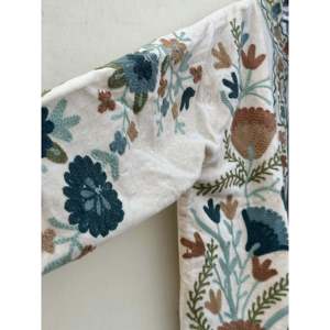 Velvet Woven Floral One-Size Reversible Handmade Full Sleeve <b>Jacket</b> Suzani Embroidery Boho Style Indian Outerwear <b>Women</b> <b>Spring</b> - Product Image 2