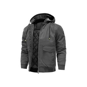 Vêtements décontractés Veste en cuir véritable pour homme avec fermeture à glissière complète - Product Image 3