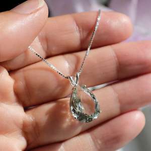 Piedra preciosa de amatista verde Natural, Plata de Ley 925, collar de joyería fina de diseñador hecho a mano para mujer, personalizado - Product Image 3