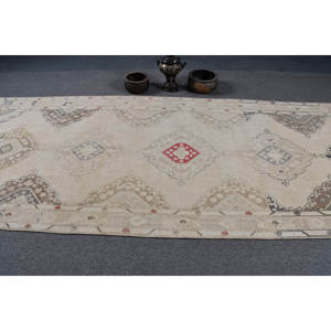 พรมสไตล์วินเทจของตุรกีรูปทรงสี่เหลี่ยมผืนผ้า4.6x12.2ft งานทำด้วยมือสำหรับห้องนอนพื้นที่ขนาดใหญ่ที่มีการออกแบบโถงทางเดิน - Product Image 3