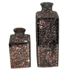 Maceta de flores de Color bronce decorativa para el hogar para decoración de sala de estar y mesa, jarrones de vidrio de mosaico, jarrón de bolso, venta al por mayor de vidrio - Product Image 1