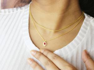 925 <b>Sterling</b> <b>Silver</b> Ruby Marquise <b>Necklace</b> - Minimalist <b>Necklace</b> - July Birthstone <b>Necklace</b> For Her - Birthday Gift - Product Image 5