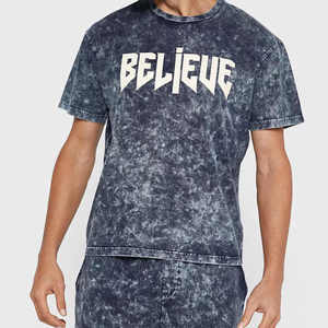 Custom Logo Summer Tracksuit Set 300 GSM Washed 100% Cotton T-Shirt <b>Shorts</b> with Silk Screen Printing - Product Image 3