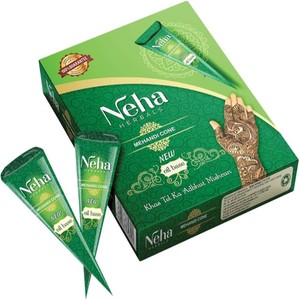 Neha Herbals <strong>Mehandi</strong> Cones Herbal Natural Henna Temporary Tattoo Body Art Ink Long Lasting Wholesale Bulk Supply <strong>1</strong> Box (12PC)