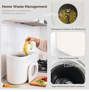 Composteur alimentaire électrique LUXFOND en acier inoxydable pour le recyclage des déchets ménagers, traitement par IA, sortie de compost sans odeur - Product Image 2