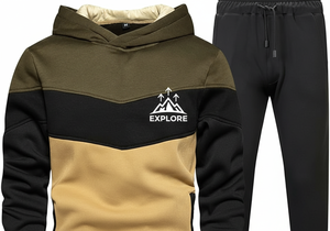 Chándal Deportivo Personalizado para Hombre con Capucha, 100% Algodón, Transpirable y Antibacteriano |   Conjunto Deportivo de Forro Polar para Invierno |   Logotipo Bordado - Product Image 3