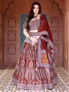 Lehenga ผ้าไหม kanjivaram กับงาน zari ที่ซับซ้อน - Product Image 3