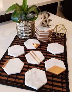 Posavasos de Mármol y Piedra, Redondos y Hexagonales, Diseño Personalizado, para Cerveza, Cafetería, Bodas, Posavasos de Cerámica y Mármol - Product Image 1