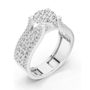 1.005 CT Round Cluster Lab Diamond <b>Ring</b> for Women VVS-VS EF Clarity 18KT, 14KT, 10KT Gold & 925 Silver Rose, Yellow, - Product Image 4