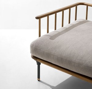 Sillón Moderno Kirana Hecho de Madera de Teca Maciza y Cojines Gruesos con Acabado en Nogal para Interiores y Exteriores. - Product Image 6