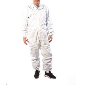 Traje de apicultura de cuerpo completo de algodón profesional de color blanco con velo, traje de protección a prueba de abejas para apicultores - Product Image 1