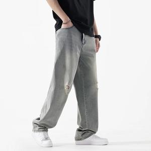 Pantalones Vaqueros estampados sueltos para hombre personalizados fabricantes al por mayor pantalones vaqueros de pierna ancha informales personalizados de fábrica de estilo urbano - Product Image 6