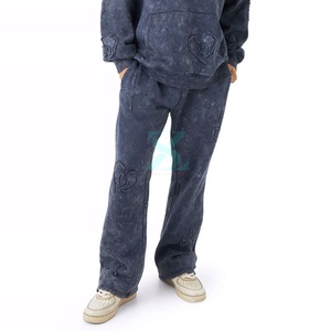 Conjunto Deportivo de Chándal con Lavado Ácido, Mezcla de Algodón y Poliéster, Unisex, con Sudadera con Capucha y Pantalones Jogger, Logotipo Personalizado, Estilo Urbano - Product Image 2