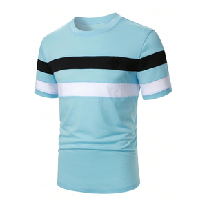 2025เสื้อยืดลำลองสำหรับผู้ชายเสื้อเจอร์ซีย์ผ้าฝ้ายย้อมสีพิมพ์ลายดิจิตัลลายสีทึบเสื้อผ้าแฟชั่นผสมกระโปรง - Product Image 3