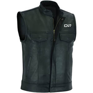 Gilet en cuir noir pour hommes Premium Look vieilli Veste sans manches adaptée à l'équitation et à l'extérieur - Product Image 3