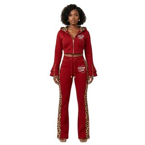 Conjunto de dos piezas para mujer: Sudadera corta rosa con capucha y pantalones de chándal lisos con lavado ácido vintage, con cremallera, personalizables con logotipo, OEM, nueva tendencia. - Product Image 2