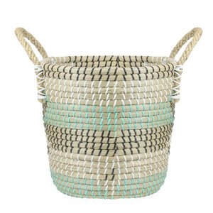 Seagrass Storage <b>Basket</b> Woven Bamboo Laundry <b>Basket</b> with Two Handles for Home Kitchen Set of 2 for Food Storage - Product Image 4