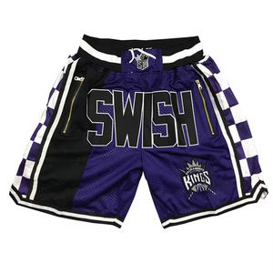 OEM Custom Sublimation Solid Hip Hop Polyester <b>Men's</b> <b>Shorts</b> <b>with</b> <b>Pockets</b> Zippers Gym Plus Size Knee Quick Dry Mesh - Product Image 4