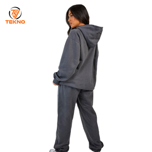 Chándal con capucha de 2 piezas para mujer, ropa deportiva de talla grande para invierno, Conjunto de sudadera transpirable, pantalones de chándal, servicio OEM Unisex - Product Image 1