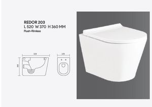 Ensemble de toilette suspendu au mur de haute qualité avec housse de siège et réservoir dissimulé siège de toilette à chasse par gravité sans rebord - Product Image 2