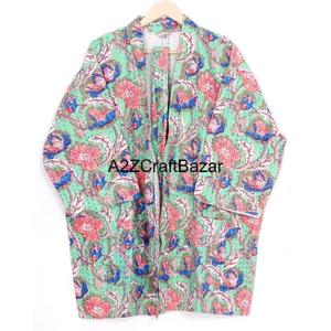 Chaqueta Reversible Acolchada con Estampado Floral, Transpirable, con Cuello en V, para Mujer, Talla Grande, Abrigo de Algodón, Tela con Estampado de Flores, Kimono Regular - Product Image 5