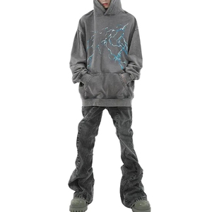 เสื้อมีฮู้ดแบบสวมหัวเสื้อมีฮู้ดผ้าฟลีซ100% สีน้ำเงินใส่ได้ทั้งชายและหญิงพร้อมโลโก้ปักลายกรดฟอกสีสำหรับฤดูหนาว - Product Image 3