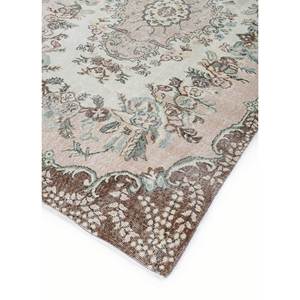 Tapis en laine noué à la main beige-brun vintage pour la maison - Idéal pour salon, couloir, entrée, chambre d'adolescent - Motif médaillon rectangulaire en puzzle - Product Image 2