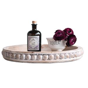 ZAMZAM IMPEX-Plateau de service multifonctionnel en bois perlé, fait à la main, motif géométrique rustique, 2025 - Product Image 1