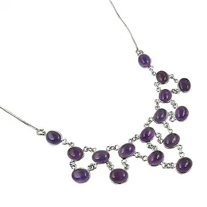 Collier en argent 925 avec améthyste pour femmes, bijoux élégants en cristal de pierres précieuses - Product Image 2