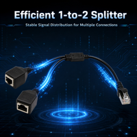 Kabel Splitter RJ45 Terproteksi 1 Male ke 2 Female 20cm Adaptor Jaringan Cat5e 26AWG Kabel Ekstensi Ethernet Tembaga Telanjang