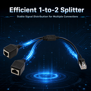 Câble Répartiteur RJ45 Blindé 1 Mâle vers 2 Femelles 20cm Adaptateur Réseau Cat5e <span class=keywords><strong>Cordon</strong></span> d'Extension <span class=keywords><strong>Ethernet</strong></span> en Cuivre Nu 26AWG - Product Image 2