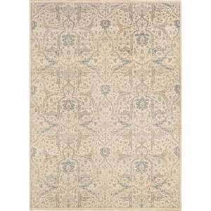 พรมขนสัตว์ถักมือขนาดใหญ่ลายเหรียญรางวัลสีเบจและสีน้ำตาลสำหรับตกแต่งห้องนั่งเล่น-Skwl-391 - Product Image 1