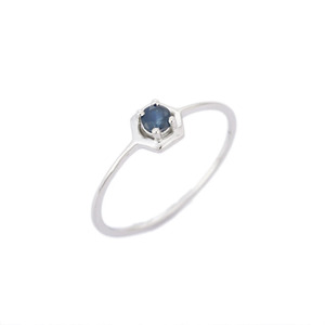 Anillo minimalista de oro blanco sólido de 14K, joyería fina, zafiro azul Natural, estilo clásico para boda, regalo de fiesta de cumpleaños - Product Image 2