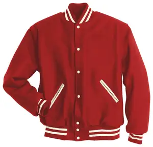 High Quality Custom Made Baseball Jacket With Leather Sleeves Pure Wool Lining polyester OEM Supplier