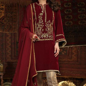 2023 nouveau travail de broderie de concepteur indien et pakistanais sur velours Kurta brocart pantalon dentelle bouton décoré fête/mariage porter - Product Image 1