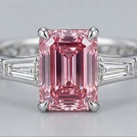 Bague solitaire Mantra Diamond 3 carats en émeraude de laboratoire taille émeraude CVD, diamants latéraux certifiés IGI, luxe, argent pour femme 001